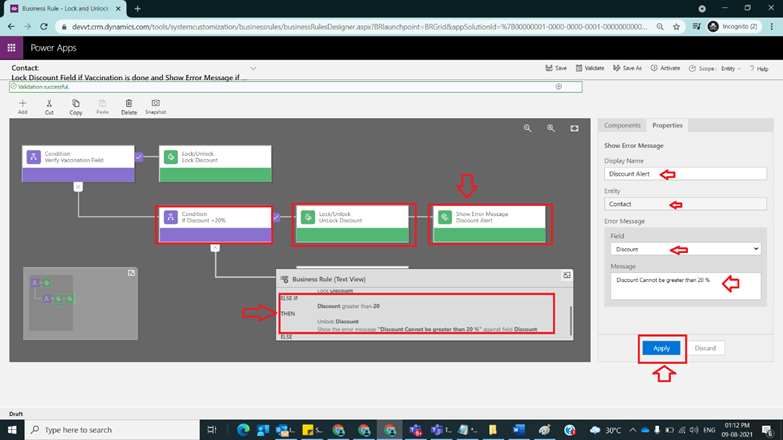 Business Rules with Actions Lock,Unlock and Show Error Message